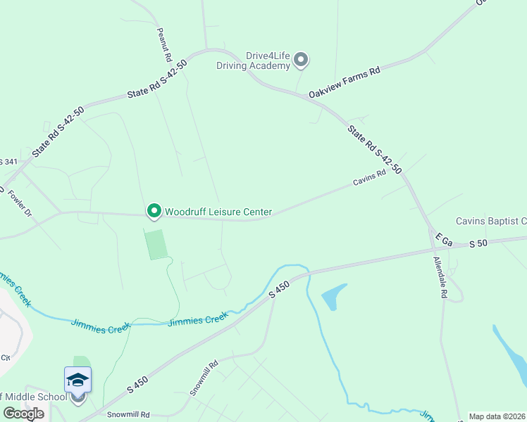 map of restaurants, bars, coffee shops, grocery stores, and more near 727 Cavins Road in Woodruff