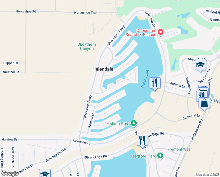 map of restaurants, bars, coffee shops, grocery stores, and more near 11496 Nautical Ln in San Bernardino