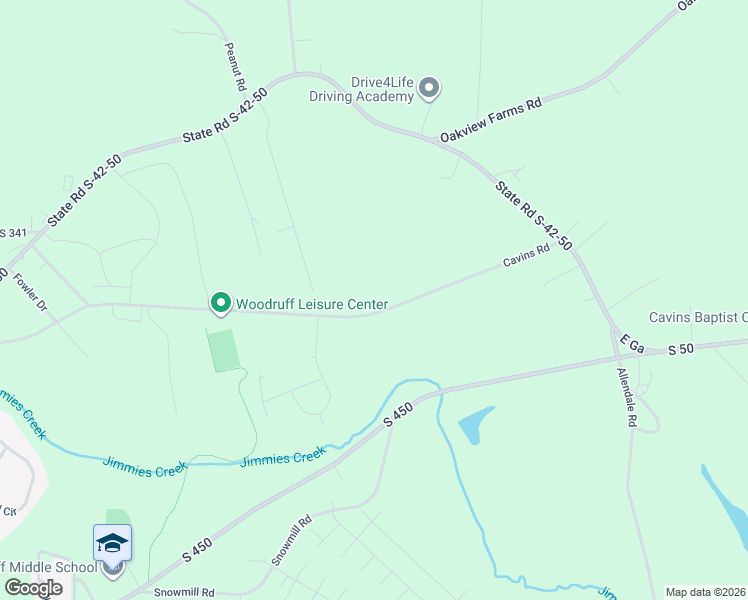 map of restaurants, bars, coffee shops, grocery stores, and more near 727 Cavins Road in Woodruff