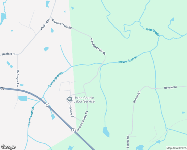 map of restaurants, bars, coffee shops, grocery stores, and more near Woodland Hills Road in Ruby