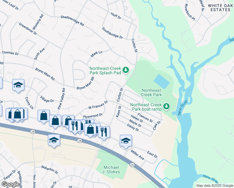map of restaurants, bars, coffee shops, grocery stores, and more near 573 Corbin Street in Jacksonville