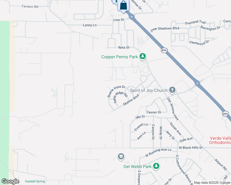 map of restaurants, bars, coffee shops, grocery stores, and more near 1821 Sable Ridge Road in Clarkdale