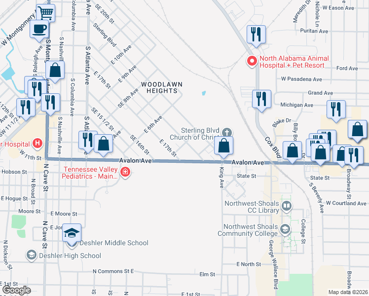 map of restaurants, bars, coffee shops, grocery stores, and more near 1801-1899 East 4th Avenue in Sheffield