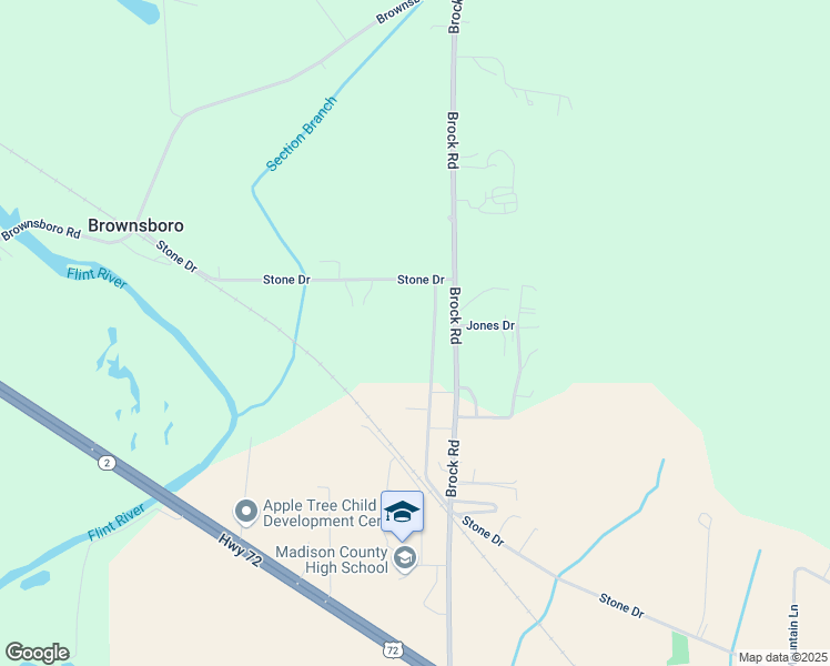 map of restaurants, bars, coffee shops, grocery stores, and more near 872 Stone Drive in Gurley