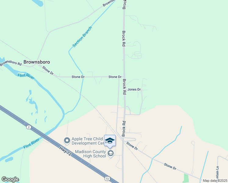 map of restaurants, bars, coffee shops, grocery stores, and more near 872 Stone Drive in Gurley