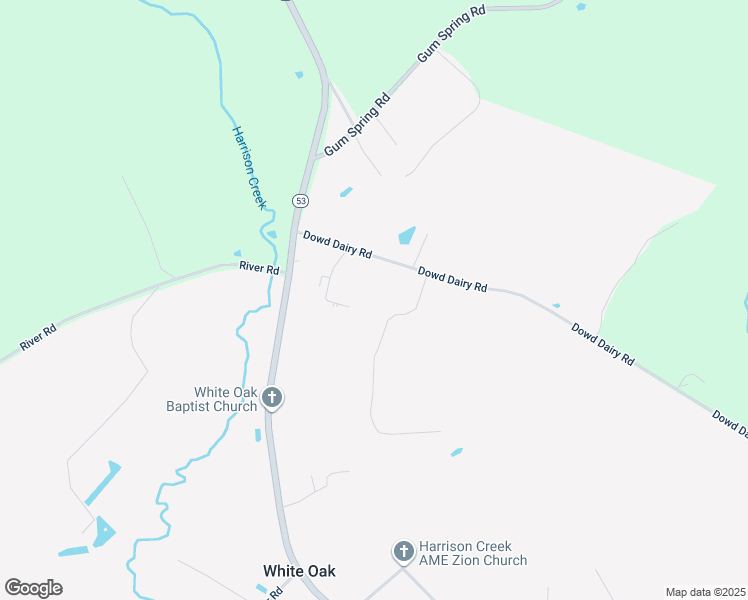 map of restaurants, bars, coffee shops, grocery stores, and more near 348 Dowd Dairy Road in White Oak