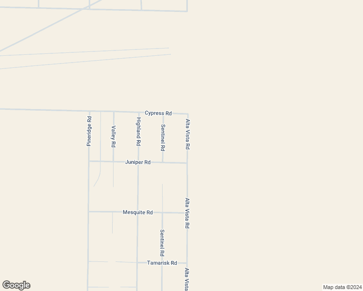 map of restaurants, bars, coffee shops, grocery stores, and more near Alta Vista Road in San Bernardino County