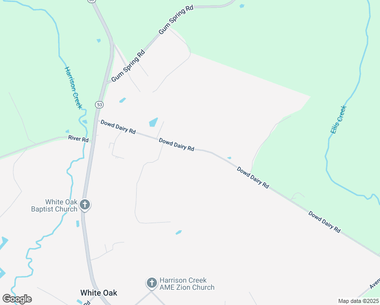 map of restaurants, bars, coffee shops, grocery stores, and more near 470 Dowd Dairy Road in White Oak