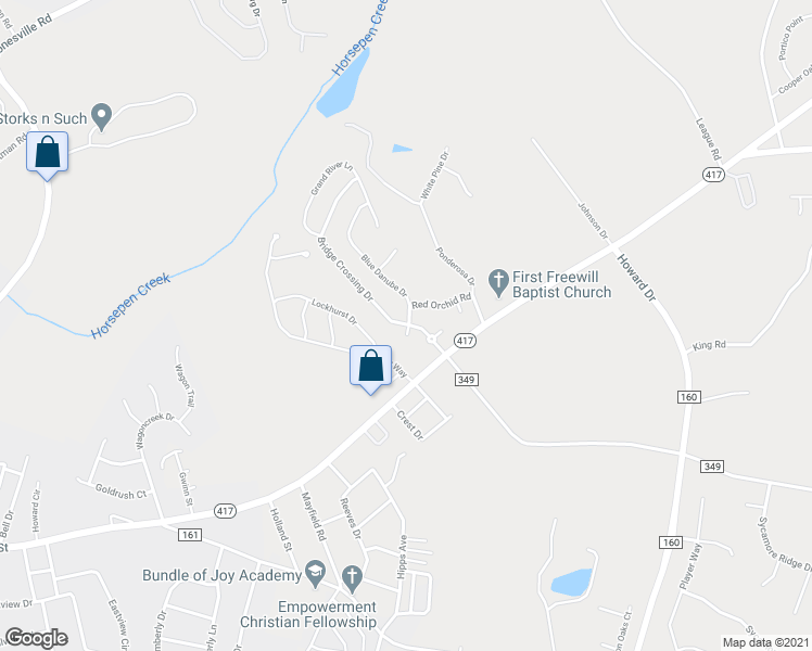 map of restaurants, bars, coffee shops, grocery stores, and more near 308 Bridge Crossing Drive in Simpsonville