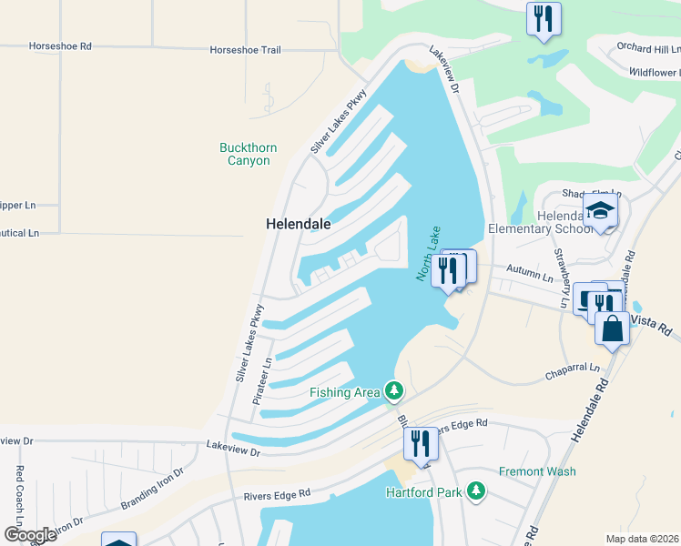 map of restaurants, bars, coffee shops, grocery stores, and more near 14375 Nautical Ln in San Bernardino