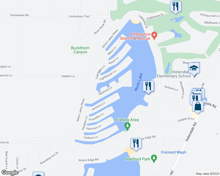 map of restaurants, bars, coffee shops, grocery stores, and more near 14395 Nautical Ln in San Bernardino