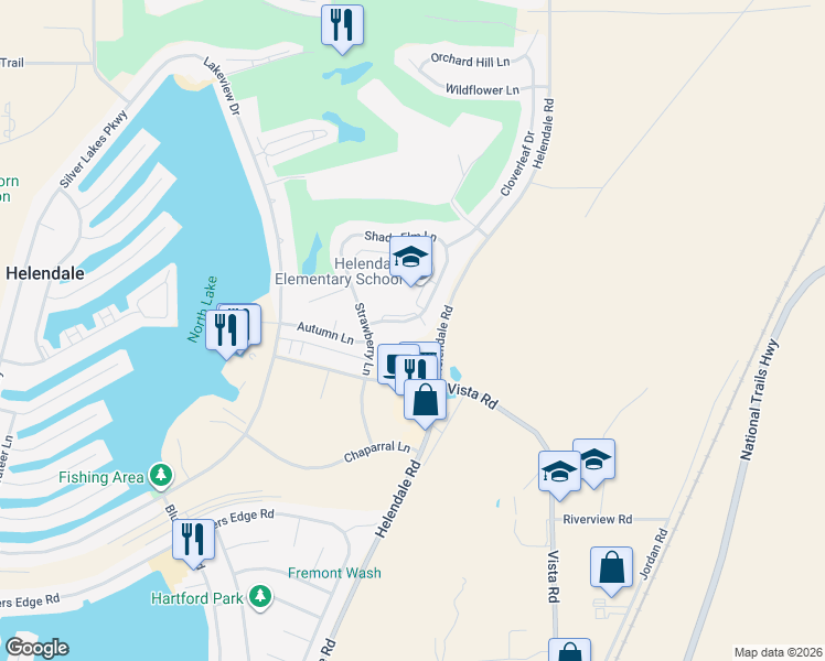 map of restaurants, bars, coffee shops, grocery stores, and more near 27239 Peach Tree Lane in Helendale