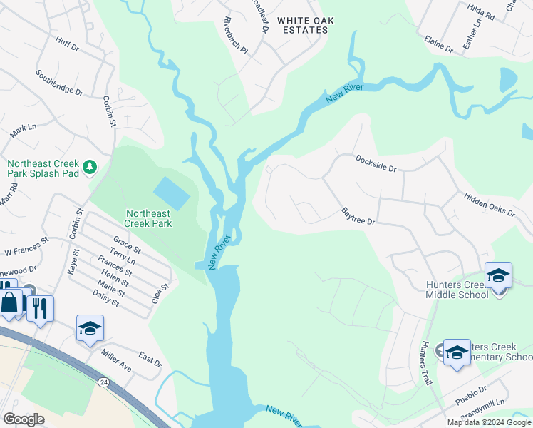 map of restaurants, bars, coffee shops, grocery stores, and more near 106 Dockside Drive in Jacksonville