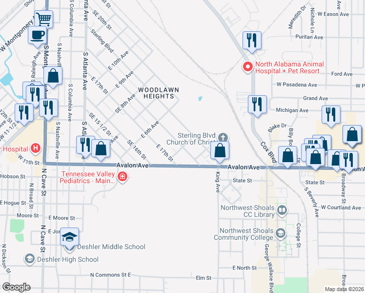 map of restaurants, bars, coffee shops, grocery stores, and more near 1899 East 4th Avenue in Sheffield
