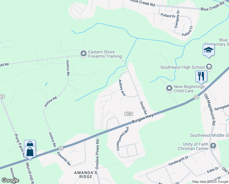 map of restaurants, bars, coffee shops, grocery stores, and more near 107 Briarcreek Lane in Jacksonville