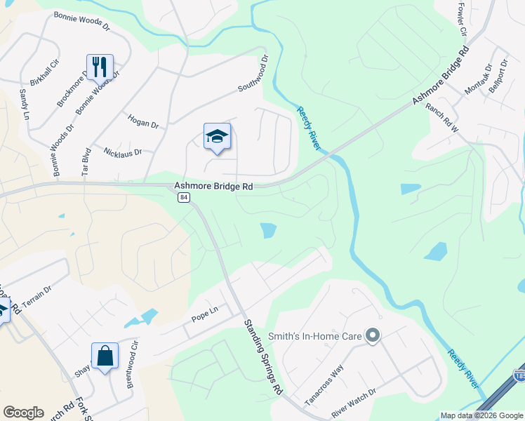 map of restaurants, bars, coffee shops, grocery stores, and more near 855 Ashmore Bridge Road in Greenville