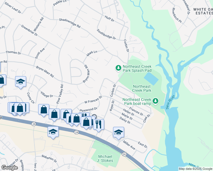 map of restaurants, bars, coffee shops, grocery stores, and more near 105 Garden Place in Jacksonville
