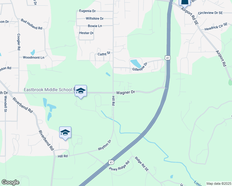 map of restaurants, bars, coffee shops, grocery stores, and more near Mary Drive in Dalton