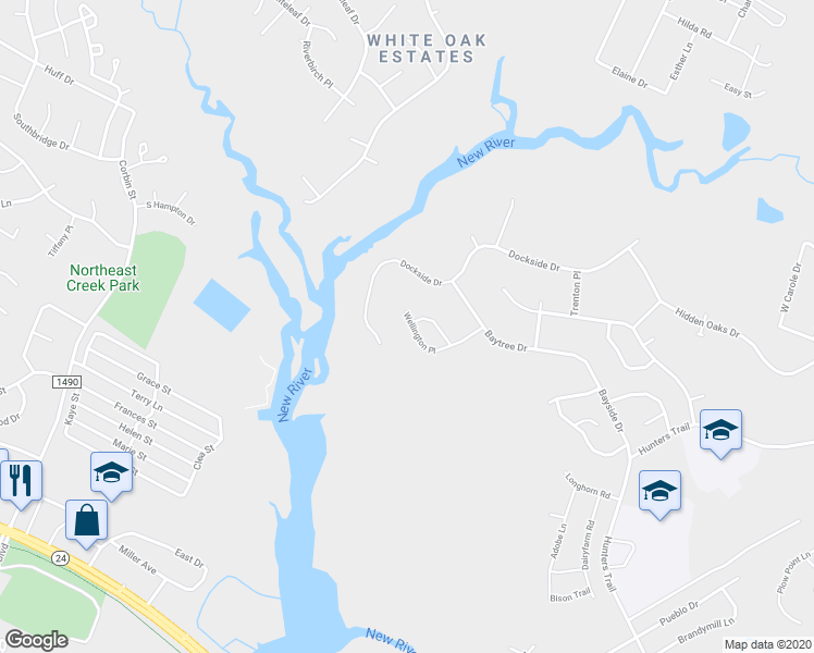 map of restaurants, bars, coffee shops, grocery stores, and more near 215 Wellington Place in Jacksonville