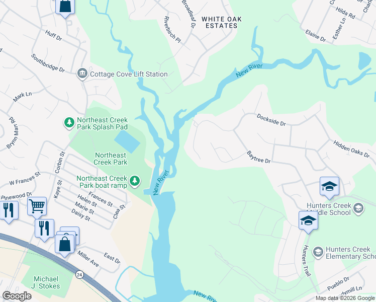 map of restaurants, bars, coffee shops, grocery stores, and more near 108 Dockside Drive in Jacksonville