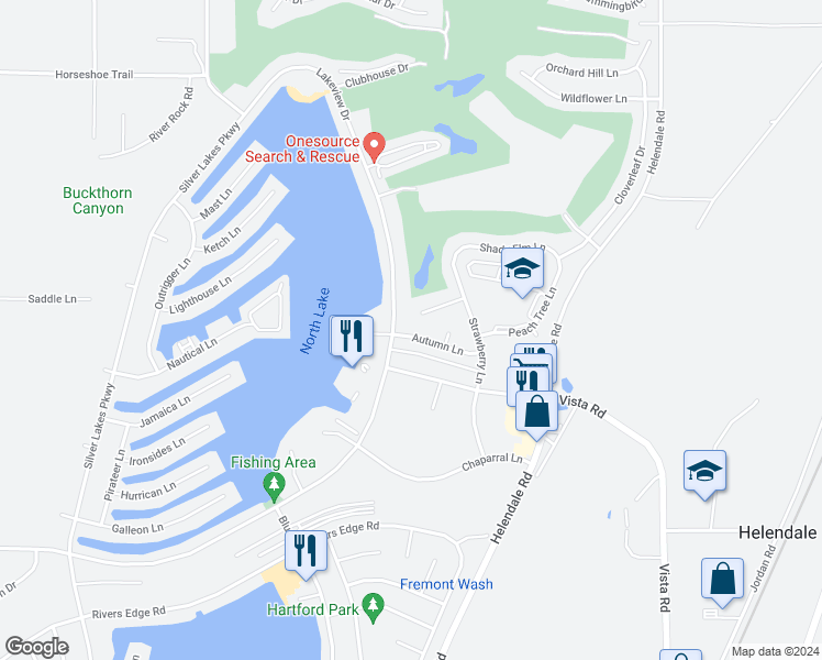 map of restaurants, bars, coffee shops, grocery stores, and more near 14852 Autumn Lane in Helendale