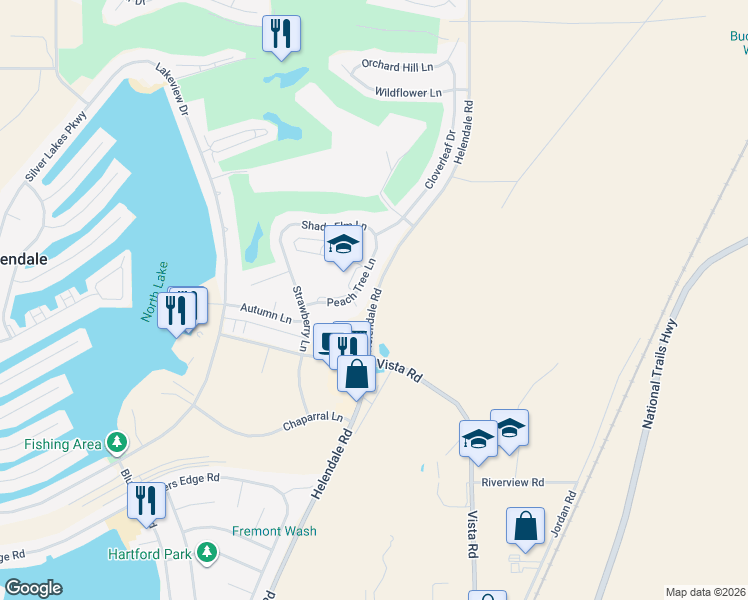 map of restaurants, bars, coffee shops, grocery stores, and more near Helendale Road in Helendale