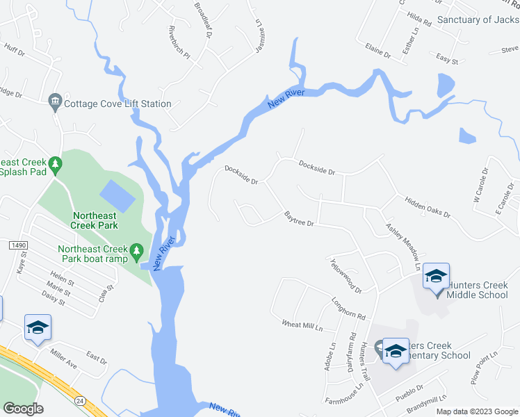 map of restaurants, bars, coffee shops, grocery stores, and more near 104 Dunwoody Drive in Jacksonville
