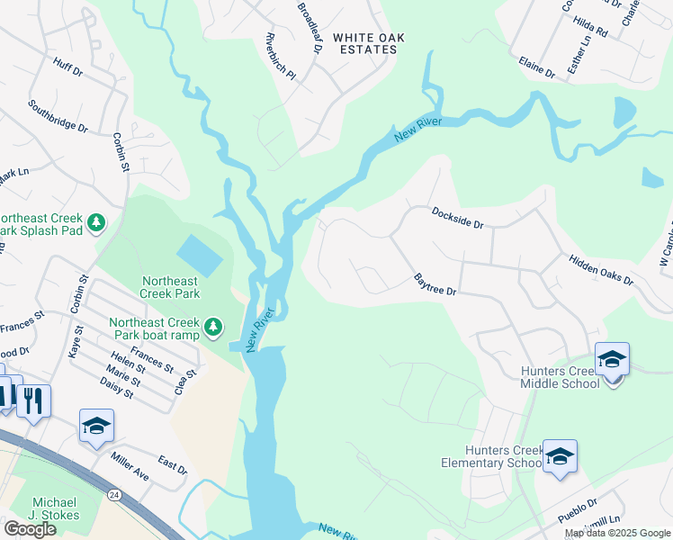 map of restaurants, bars, coffee shops, grocery stores, and more near 107 Dockside Drive in Jacksonville