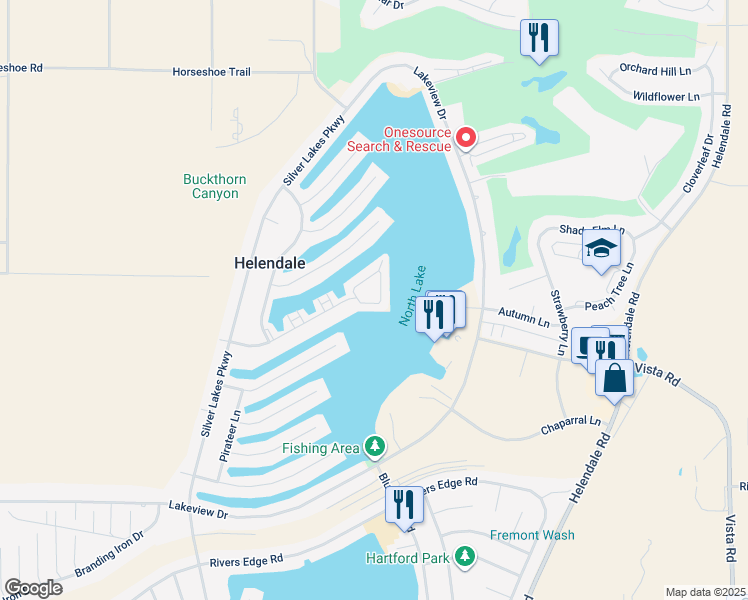 map of restaurants, bars, coffee shops, grocery stores, and more near 17 Nautical Lane in Helendale