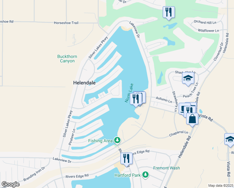 map of restaurants, bars, coffee shops, grocery stores, and more near 17 Nautical Lane in Helendale