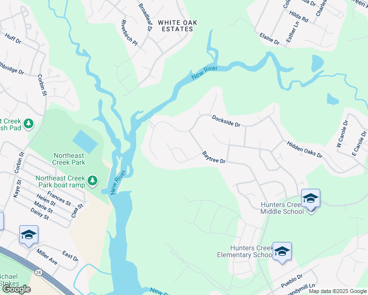 map of restaurants, bars, coffee shops, grocery stores, and more near 106 Dunwoody Drive in Jacksonville