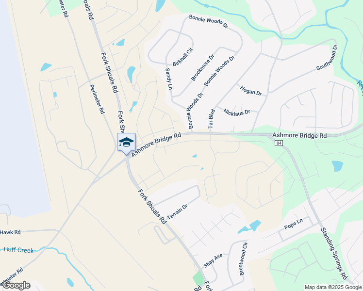 map of restaurants, bars, coffee shops, grocery stores, and more near 3 Bonnie Woods Drive in Greenville