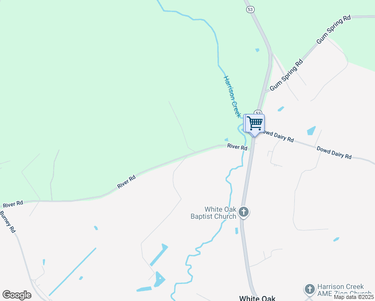 map of restaurants, bars, coffee shops, grocery stores, and more near 322 River Road in White Oak