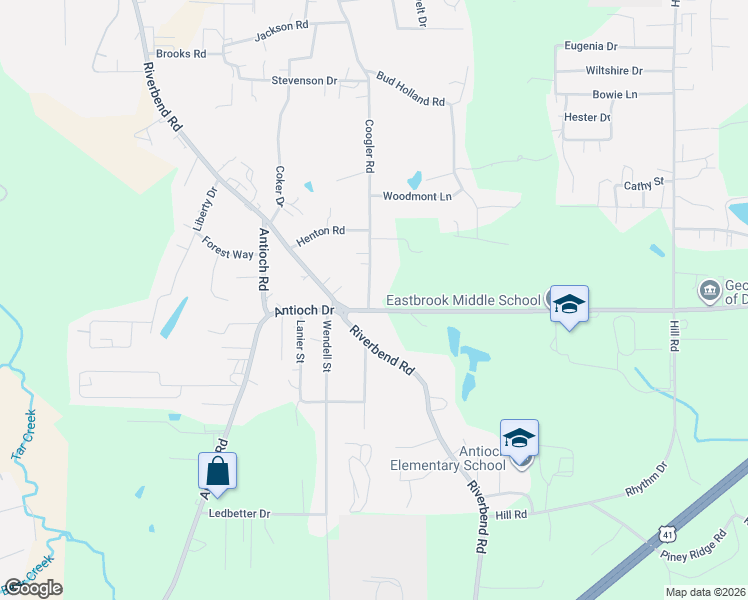 map of restaurants, bars, coffee shops, grocery stores, and more near 1317 Coogler Road in Dalton