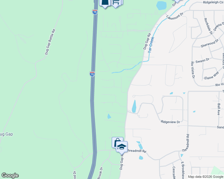 map of restaurants, bars, coffee shops, grocery stores, and more near 2004 Kingsridge Drive in Dalton