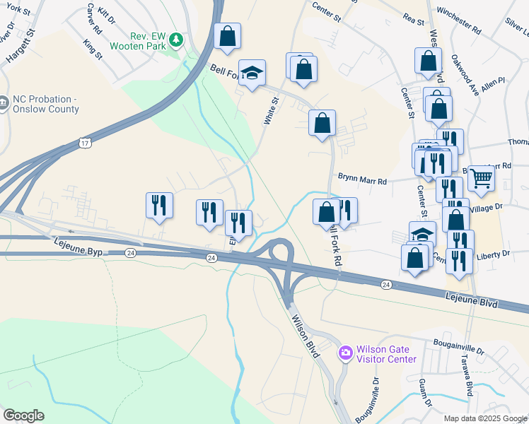 map of restaurants, bars, coffee shops, grocery stores, and more near 112 Hardison Hills Court in Jacksonville
