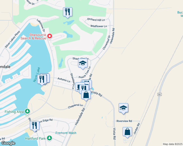 map of restaurants, bars, coffee shops, grocery stores, and more near Helendale Road in Helendale