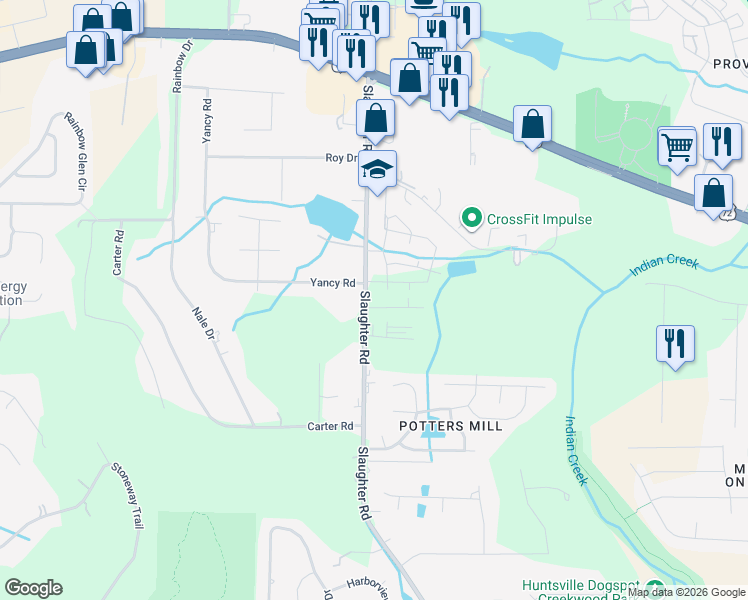 map of restaurants, bars, coffee shops, grocery stores, and more near 1709 Slaughter Road in Madison