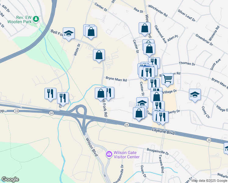map of restaurants, bars, coffee shops, grocery stores, and more near 111 Cyrus Place in Jacksonville