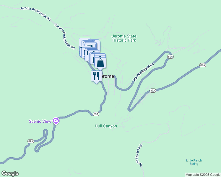 map of restaurants, bars, coffee shops, grocery stores, and more near 209 4th Street in Jerome