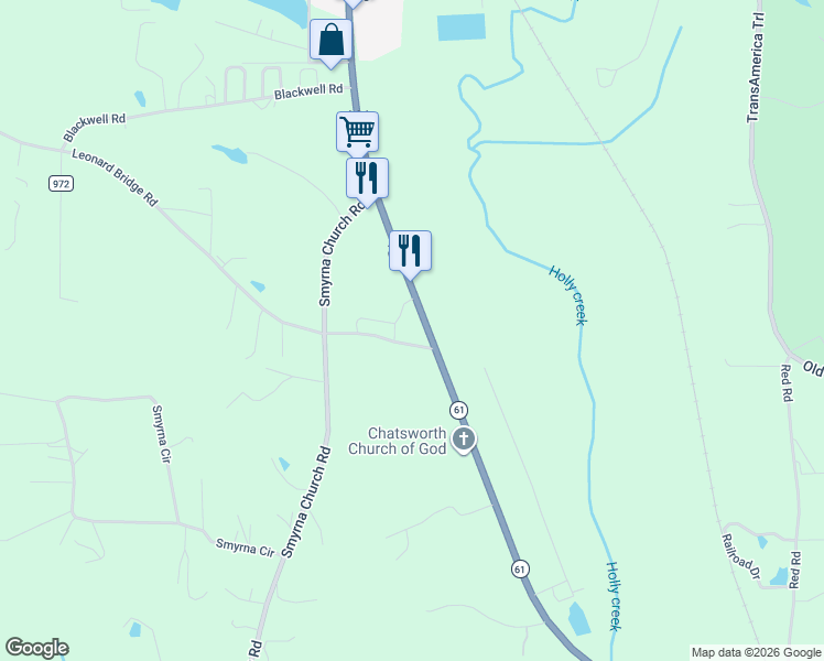 map of restaurants, bars, coffee shops, grocery stores, and more near 1403 U.S. 411 in Chatsworth