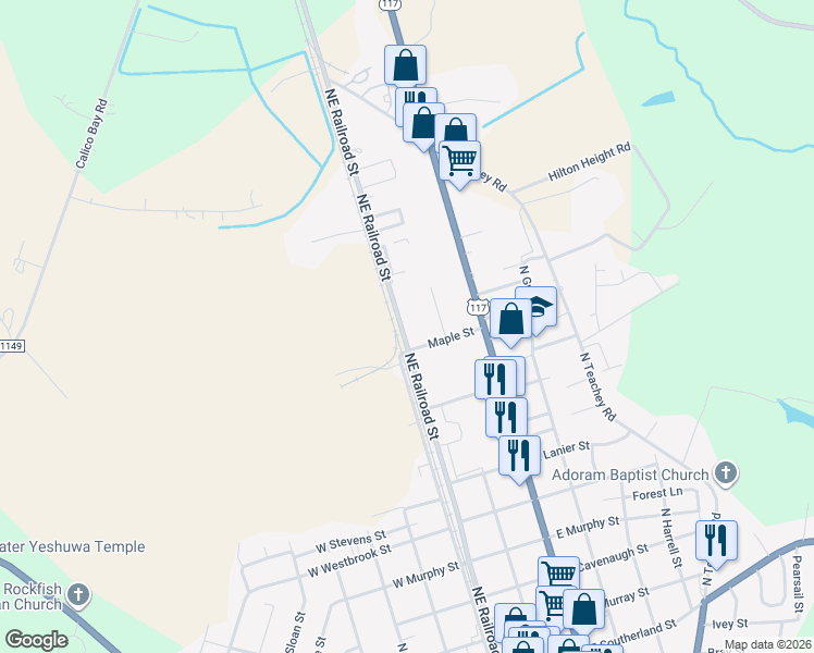 map of restaurants, bars, coffee shops, grocery stores, and more near 1008 North East Railroad Street in Wallace