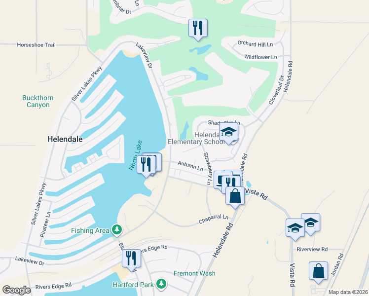 map of restaurants, bars, coffee shops, grocery stores, and more near 14884 Fireside Lane in Helendale