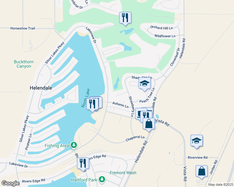 map of restaurants, bars, coffee shops, grocery stores, and more near 14884 Fireside Lane in Helendale