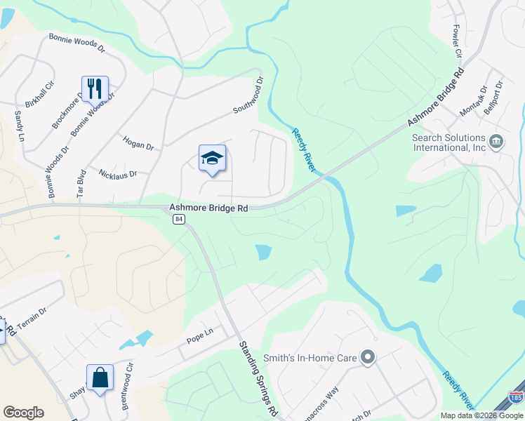 map of restaurants, bars, coffee shops, grocery stores, and more near 16 Wild Dogwood Way in Greenville
