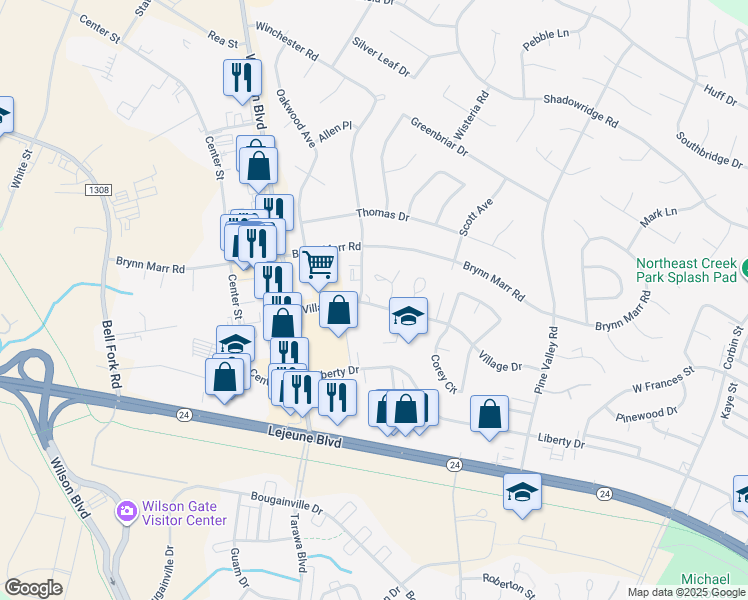 map of restaurants, bars, coffee shops, grocery stores, and more near 100 Princess Place in Jacksonville