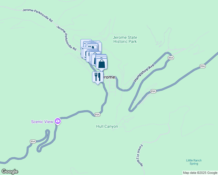 map of restaurants, bars, coffee shops, grocery stores, and more near 639 Center Avenue in Jerome