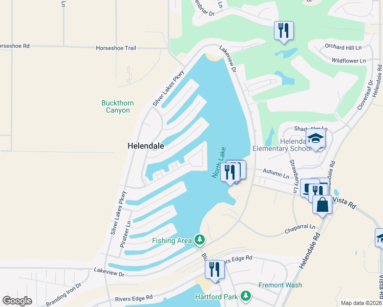 map of restaurants, bars, coffee shops, grocery stores, and more near 27300 Peninsula Lane in Helendale