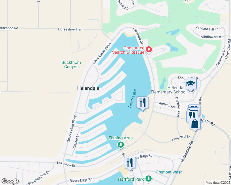 map of restaurants, bars, coffee shops, grocery stores, and more near 27300 Peninsula Lane in Helendale