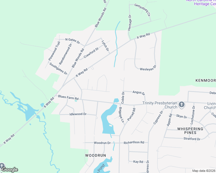 map of restaurants, bars, coffee shops, grocery stores, and more near 12320 Conegal Circle in Laurinburg